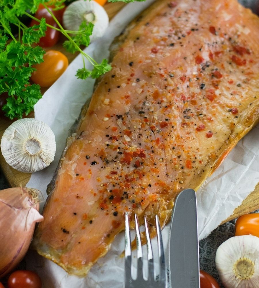 Geräucherte Lachsforelle „Paprika-Zwiebel“